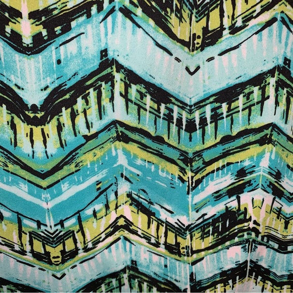 ๐ Blue Green Dress 1X XL Sheath Mini Geometric Pattern Black Sleeveless Summer - Picture 3 of 12